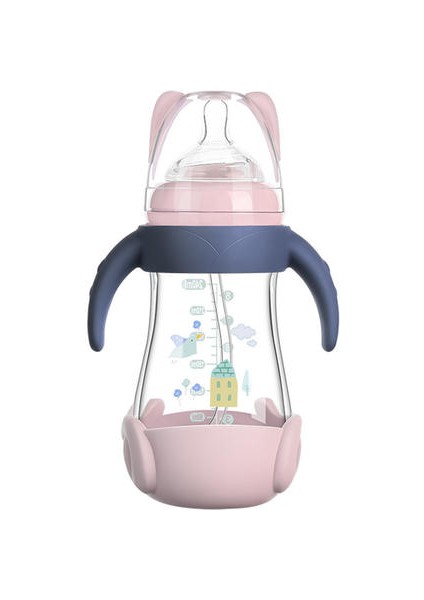 1PSC240ML Dalgalı Depreye Dayanıklı Cam Şişe, Taşınabilir Sütten Kesme Cihazı, Çizgi Film Bebek Ürünleri (Yurt Dışından)