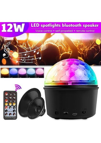 Temizle Ses Hoparlörler 12 W Kablosuz Bluetooth Rgb LED Parti Disko Kristal Hoparlör Sihirli Top Etkisi Müzik Sahne Işık Ses (Yurt Dışından)