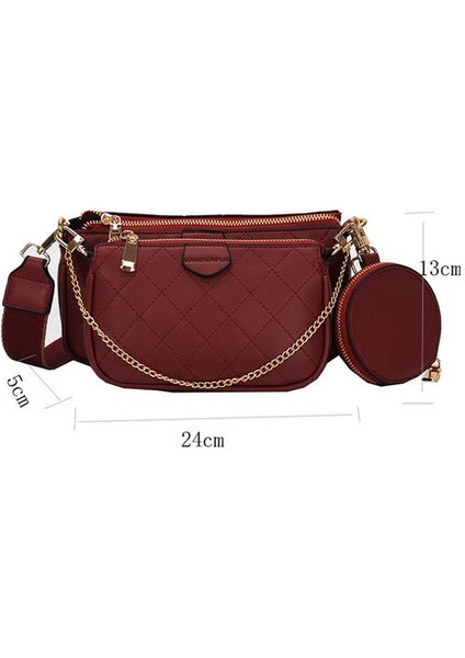 Kadınların Omuz Crossbody Çantası, Elmas Nakış Düz Renkli Pu Deri Çanta (Yurt Dışından) fiyatları