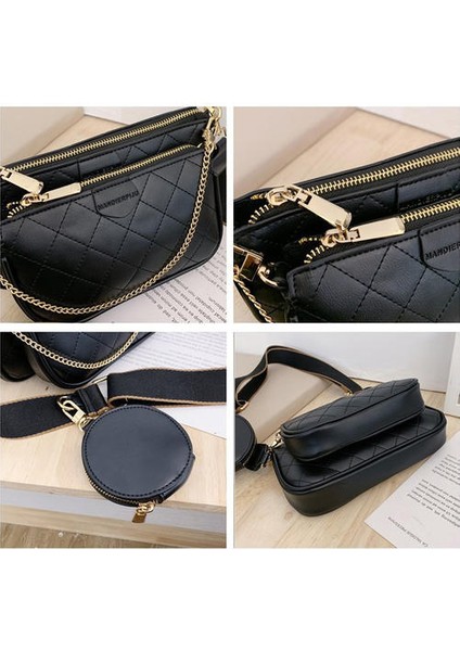 Kadınların Omuz Crossbody Çantası, Elmas Nakış Düz Renkli Pu Deri Çanta (Yurt Dışından) fırsatları