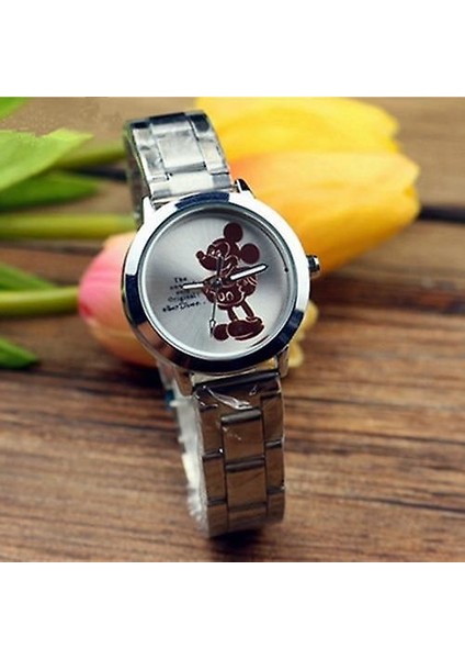Steel Quartz Watch Cartoon Crystal Diamond Ladies Öğrenci Kadınlar (Gümüş Altın) (Yurt Dışından)