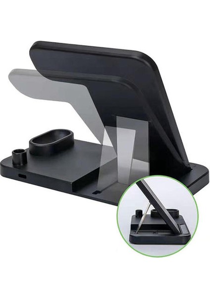 4 In 1 Hızlı Şarj Qi Kablosuz Şarj Dock Istasyonu Apple Watch iPhone Için (Yurt Dışından)