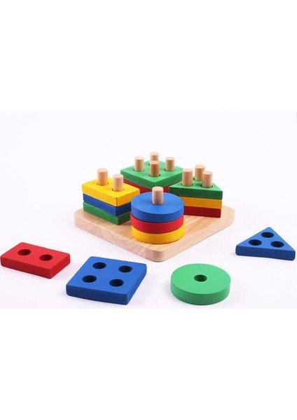 Bebek Oyuncakları Çocuk Eğitici Oyuncaklar Renkli Ahşap Geometrik Sıralama Kurulu Yığın Yapı Bulmaca Eğlenceli Oyun Çocuk Hediye | Bulmacalar (Yurt Dışından)