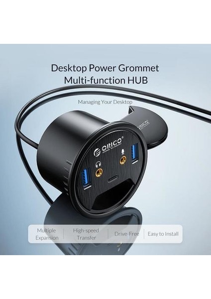 Masaüstü Grommet USB 3.0 Hub ile Kulaklık Mikrofon Bağlantı Noktası Tipi C Kart Okuyucu Otg Adaptörü Splitter Dizüstü Bilgisayar Aksesuarları | USB Hub (Yurt Dışından)