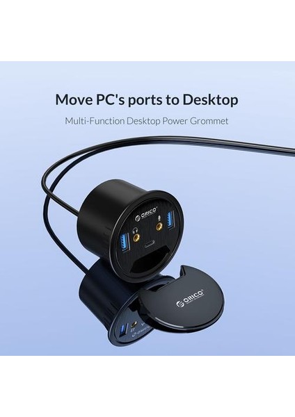Masaüstü Grommet USB 3.0 Hub ile Kulaklık Mikrofon Bağlantı Noktası Tipi C Kart Okuyucu Otg Adaptörü Splitter Dizüstü Bilgisayar Aksesuarları | USB Hub (Yurt Dışından)