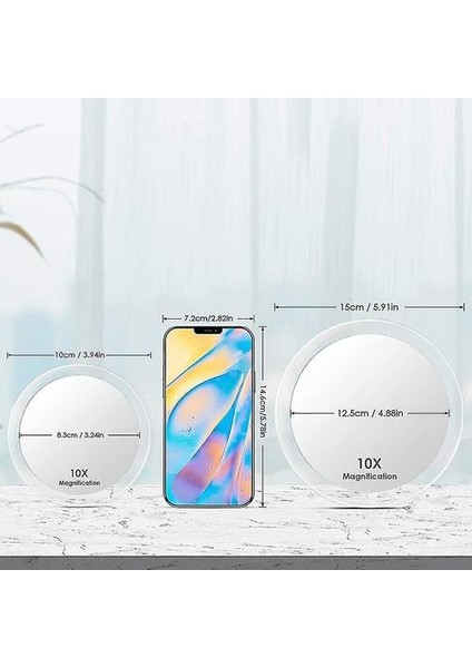 10X Büyüteçli Ayna 3 Vantuzlu, 10X Büyütmeli Makyaj Aynası (Yurt Dışından)