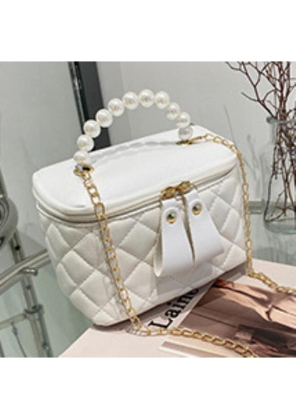 Yüksek Inci Elle Tutulan Zincir Kova Çantası, Tek Omuzlu Messenger Kova Çantası, Çok Yönlü Niş Tasarım Kadın Çantası (Yurt Dışından)