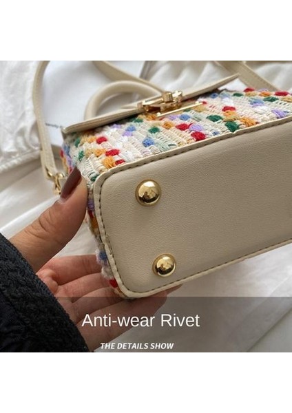 Kontrastlı Renk Dokuma Tote Kutu Çantası, Şık Retro Küçük Kare Çanta, Modaya Uygun Haberci Omuz Çantası (Yurt Dışından)