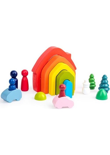Gökkuşağı Kova Istifleme Oyuncak Montessori Ahşap Oyuncaklar Bebek Oyuncakları Istifleme Bardak Kuleleri Sıralama Yuva Eğlenceli Jenga Kupası | Blokları (Yurt Dışından)