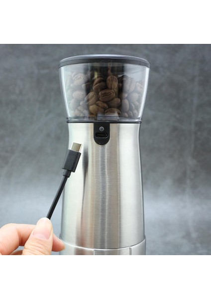 Paslanmaz Çelik Elektrikli Kahve Öğütücü, Küçük USB Şarj Edilebilir Otomatik Kahve Çekirdeği Öğütücü (Yurt Dışından)