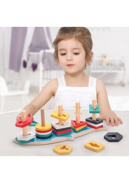 Bebek Oyuncakları Eğitici Renkli Ahşap Geometrik Sıralama Kurulu Montessori Çocuklar Eğitici Oyuncaklar Yığın Yapı Bulmaca Çocuk Hediye | Renk ve Amp;şekil (Yurt Dışından) modelleri