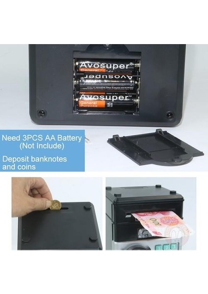 Elektronik Kumbara Güvenli Para Tasarrufu Kutusu Bankacılık Oyuncaklar Dijital Paralar Nakit Mevduat Mini Atm Makinesi (14 * 14 * 20 Cm) (Yurt Dışından)