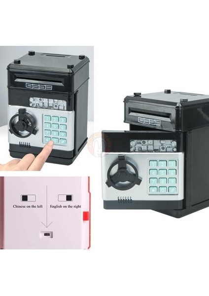 Elektronik Kumbara Güvenli Para Tasarrufu Kutusu Bankacılık Oyuncaklar Dijital Paralar Nakit Mevduat Mini Atm Makinesi (14 * 14 * 20 Cm) (Yurt Dışından)