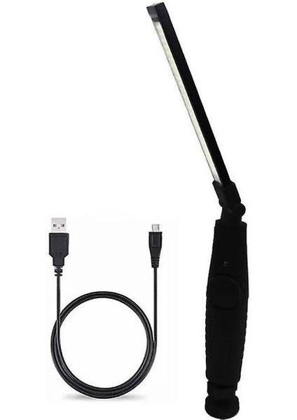 Cob Katlanır Güçlü Manyetik Araba Muayene Işık, USB Şarj LED Iş Işığı (Siyah) (Yurt Dışından)
