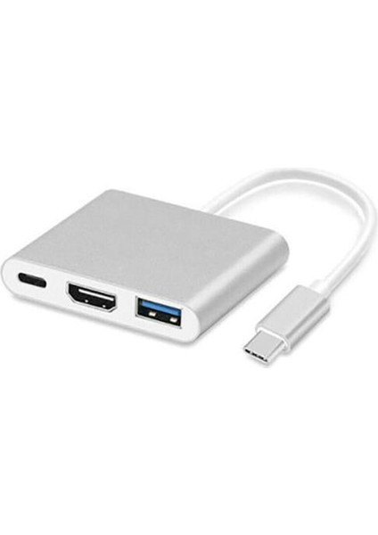 3 In 1 Tip C Usb-C 4 K USB 3.0 Hub Otg Adaptörü Kablosu Apple Macbooks Için HDMI (Yurt Dışından)