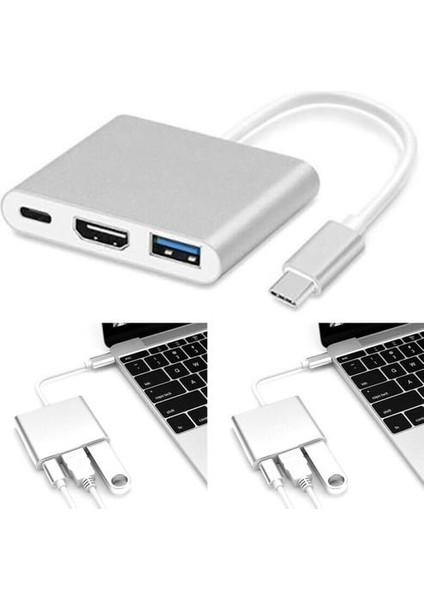 3 In 1 Tip C Usb-C 4 K USB 3.0 Hub Otg Adaptörü Kablosu Apple Macbooks Için HDMI (Yurt Dışından)