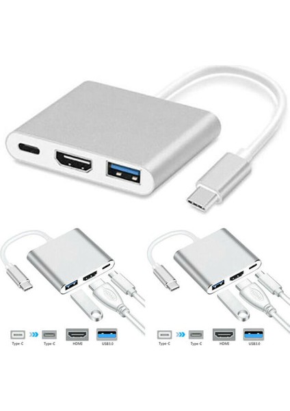 3 In 1 Tip C Usb-C 4 K USB 3.0 Hub Otg Adaptörü Kablosu Apple Macbooks Için HDMI (Yurt Dışından)