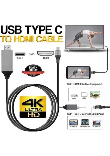 Samsung Macbook Xiaomi Için USB C Tip-C - 4K HDMI Kablosu Hdtv Adaptörü (Yurt Dışından)