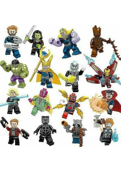 16 Adet Minifigures Süper Kahramanlar Avengers Mini Figürler Yeni (Yurt Dışından)