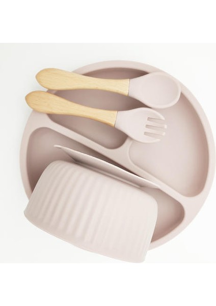 4-Piece Set Bebek Silikon Plaka Seti Çocuklar Besleme Kase Su Geçirmez Kaşık Kaymaz Çocuğun Silikon Bulaşıkları Çocuk Sofra Takımı | Yemekler (Yurt Dışından)