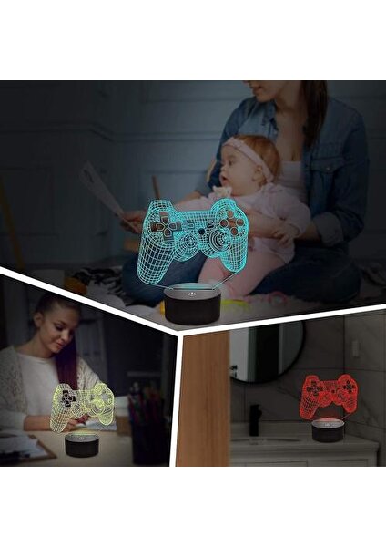 3D Gamepad Lambası Oyun Konsolu Gece Lambası 3D Illüzyon Lambası (Yurt Dışından)