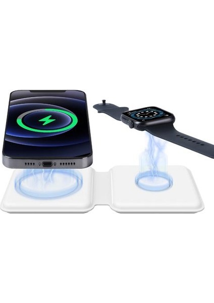 Manyetik Güvenli Kablosuz Duo Şarj Apple iPhone 12 Mini 11 Pro x Xs Pro Için Max Hızlı Şarj Pedi | Cep Telefonu Şarj (Yurt Dışından)