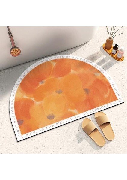 Yağlı Boya Yumuşak Diatom Çamur Emici Pad, Banyo Tuvalet Kapısı Banyo Kaymaz Hızlı Kuruyan Yarı Dairesel Ayak Mat Halı (Yurt Dışından)