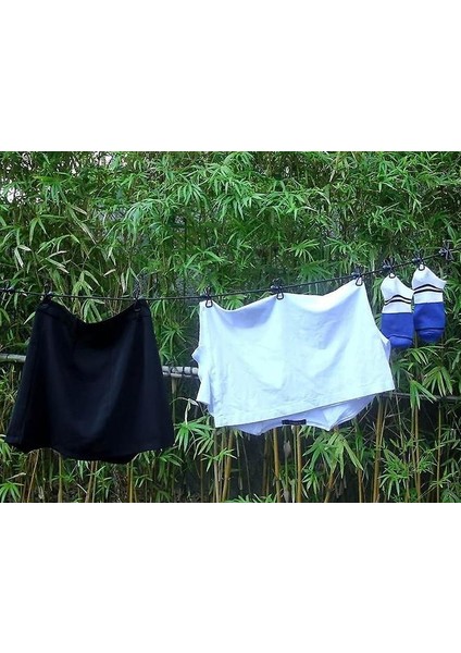 12 Adet Clothespins ile Taşınabilir Elastik Seyahat Clothesline Seyahat Gadget'ları (Siyah) (Yurt Dışından)