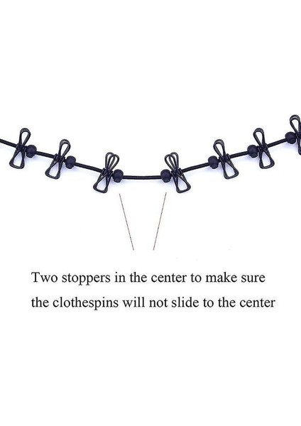 12 Adet Clothespins ile Taşınabilir Elastik Seyahat Clothesline Seyahat Gadget'ları (Siyah) (Yurt Dışından)