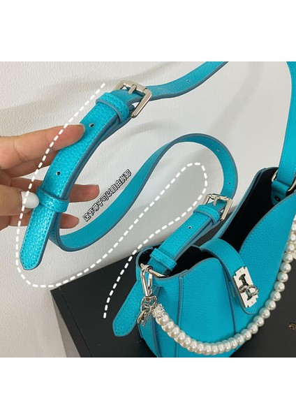 Azınlık Tasarımı Inci Zinciri Kova Çantası, Şeker Renk Tek Omuz Crossbody Çantası (Yurt Dışından)