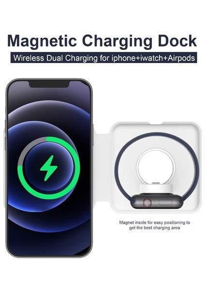 Manyetik Güvenli Kablosuz Duo Şarj Apple iPhone 12 Mini 11 Pro x Xs Pro Için Max Hızlı Şarj Pedi | Cep Telefonu Şarj (Yurt Dışından)