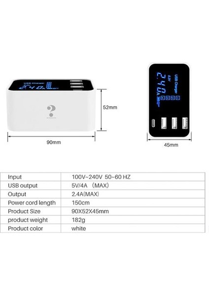 8 Portlar Tipi C USB Şarj Android Için Iphone Adaptörü Telefon Tablet Dijital Ekran Xiaomi Huawei Samsung Için Dijital Ekran Hızlı Şarj | Cep Telefonu Şarj Cihazları (Yurt Dışından)