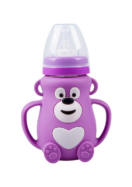 150ML/240ML Bebek Emzik Şişesi, Geniş Ağız Silikon Kılıf Anti-Fall Cam Şişe Saplı (Yurt Dışından)