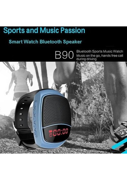 Bluetooth Hoparlör Spor Akıllı Saat B90 Eller Serbest Arama Tf Kart Fm Radyo Çalma Zamanlayıcı Kablosuz Zaman Göstergesi (Yurt Dışından)