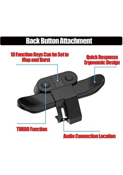 Genişletilmiş Gamepad Geri Düğme Ekleme Sadece Ps4 Için 2nd Nesil Gamepad Joystick Arka Düğmesi Turbo Anahtar Adaptörü (Siyah) (Yurt Dışından)