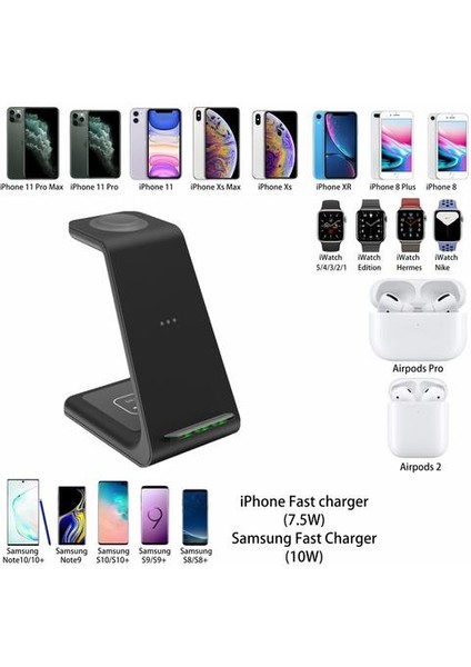 3 1 Indüksiyon Qi Kablosuz Şarj Hızlı Şarj Tutucu iPhone 12 Pro Max / 11 / Xs Apple Watch Charger Için Samsung Pro | Cep Telefonu Şarjları (Yurt Dışından)