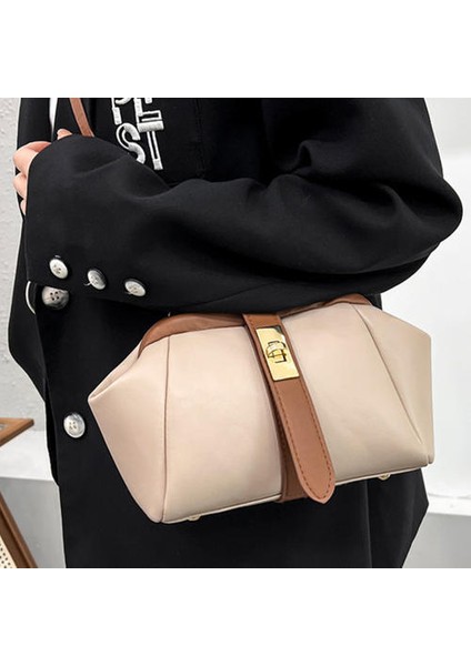 Pu Lock All-Match Taşınabilir Omuz Çantası, Bayanlar Kilit Kore Tarzı Moda Messenger Çanta, (Yurt Dışından)