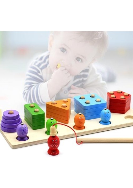 Ahşap Şekil Sıralayıcısı Stacker Toddlers Oyuncak Renk Sıralama Oyuncak Bebek Ahşap Istifleme ve Amp;oyuncaklar Bebek Balıkçılığı Için Sıralama Oyunu | Balıkçılık Oyuncakları (Yurt Dışından)