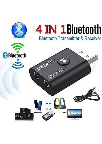 USB Mini Bluetooth 5.0 Adaptör Verici Ses Alıcısı Stereo Kablosuz Transfer 3.5mm Pc Dizüstü Bilgisayar Hoparlörleri Klavye Kulaklıklar Fare Windows (Yurt Dışından)