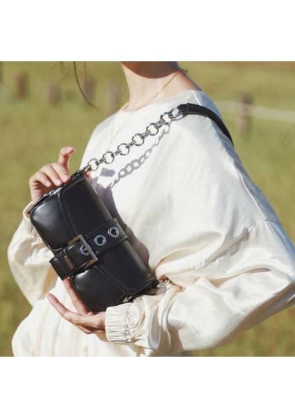 Retro Halka Zinciri Koltuk Altı Çantası, Baget Messenger Çantası, Niş Tasarım Mini Çanta (Yurt Dışından)