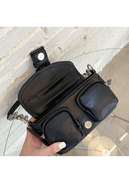 Retro Halka Zinciri Koltuk Altı Çantası, Baget Messenger Çantası, Niş Tasarım Mini Çanta (Yurt Dışından)