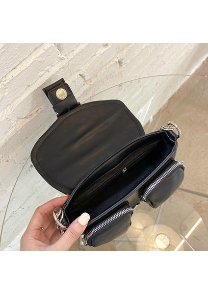 Retro Halka Zinciri Koltuk Altı Çantası, Baget Messenger Çantası, Niş Tasarım Mini Çanta (Yurt Dışından)