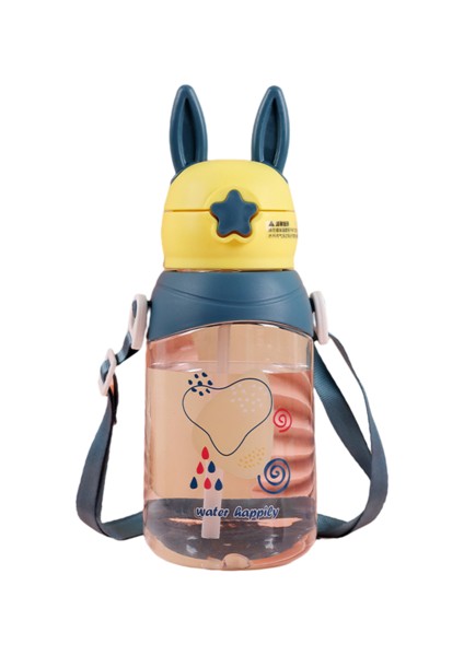 750ML Su Bardağı Çocuklar Için Karikatür Desenli, Sepet ile Kapaklı Kapakla Kapak Plastik Su Bardağı (Yurt Dışından)