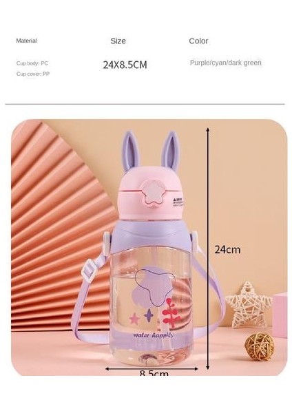 750ML Su Bardağı Çocuklar Için Karikatür Desenli, Sepet ile Kapaklı Kapakla Kapak Plastik Su Bardağı (Yurt Dışından) fiyatları