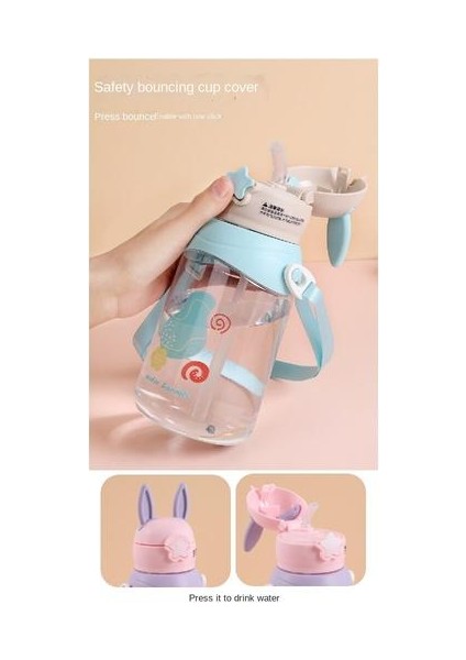 750ML Su Bardağı Çocuklar Için Karikatür Desenli, Sepet ile Kapaklı Kapakla Kapak Plastik Su Bardağı (Yurt Dışından) fırsatları