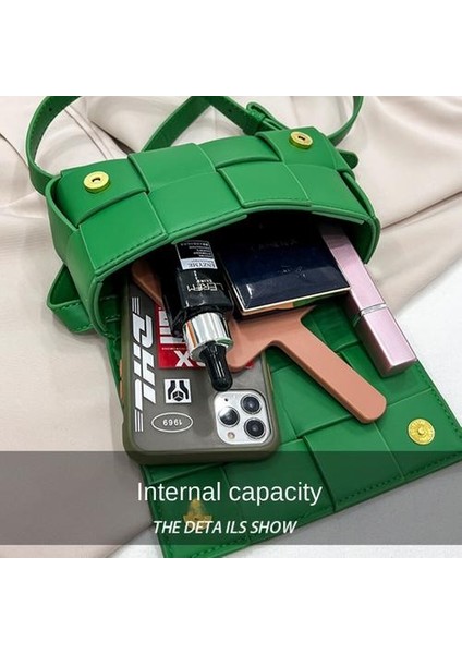 Dokuma Yastık Küçük Kare Çanta, Bayanlar Pu Bel Çantası, Moda Omuz Çantası Çapraz Bag (Yurt Dışından)