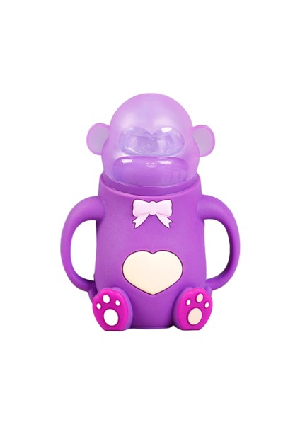 260ML Besleme Şişesi, Bebek Silikon Geniş Ağız Için Maymun Şekli Anti-Fall Cam Besleme Şişesi (Yurt Dışından)