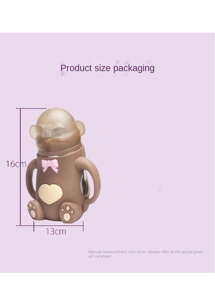 260ML Besleme Şişesi, Bebek Silikon Geniş Ağız Için Maymun Şekli Anti-Fall Cam Besleme Şişesi (Yurt Dışından) fiyatları