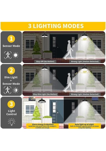 Dış Mekan Güneş Işığı, 78 LED 4 Mod Hareket Sensörlü Güneş Işığı, Uzaktan Kumanda, 360 Ayarlanabilir Güneş Paneli, 3 Parlaklık, IP65 Su Geçirmez Solar Cha (Yurt Dışından)