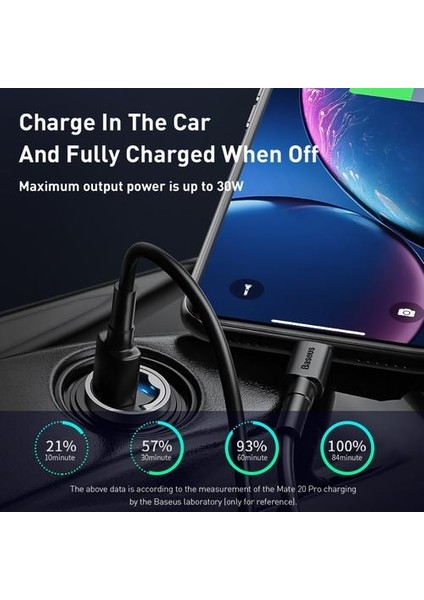 Siyah Araba Şarj Tipi C Hızlı Şarj 4.0 3.0 iPhone Huawei Xiaomi Samsung Pd 3.0 Hızlı Şarj USB Telefon Mini Şarj (Yurt Dışından)